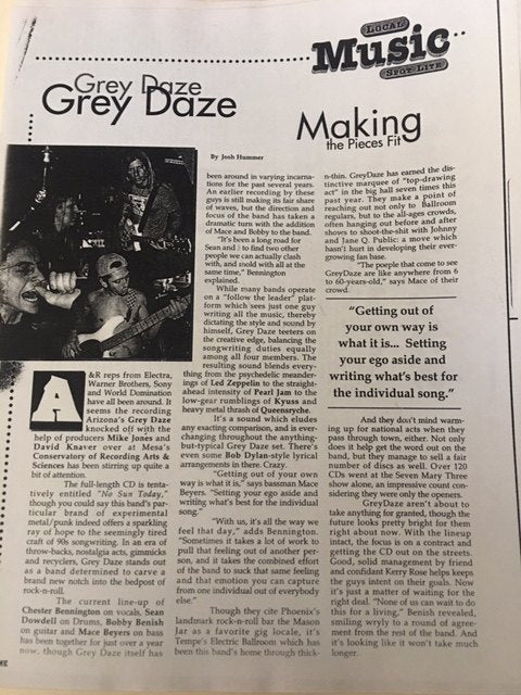 Local Music Spot Lite article: Grey Daze, Making the Pieces Fit